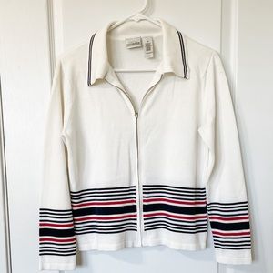 Villager White Zippered Cardigan size Large